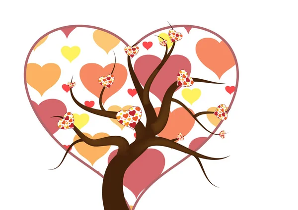 Árvore Com Flores Corações — Fotografia de Stock