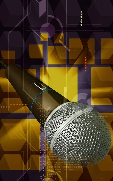 Digital Illustration Microphone Colour Background — Stock Photo, Image
