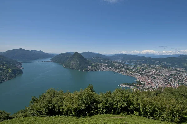 Uitzicht Lugano Van Monte Bre — Stockfoto