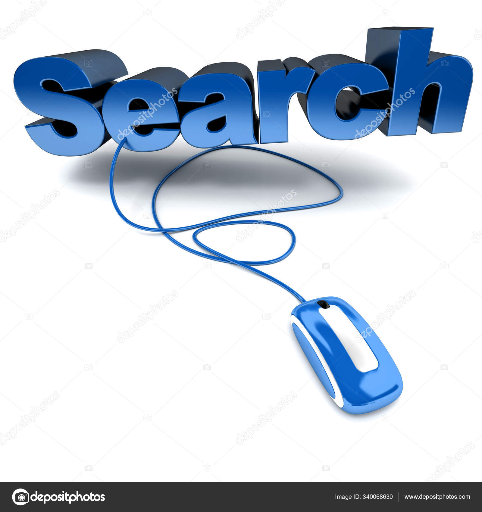 Blaue Und Weiße Illustration Der Wortsuche Die Mit Einer Computermaus