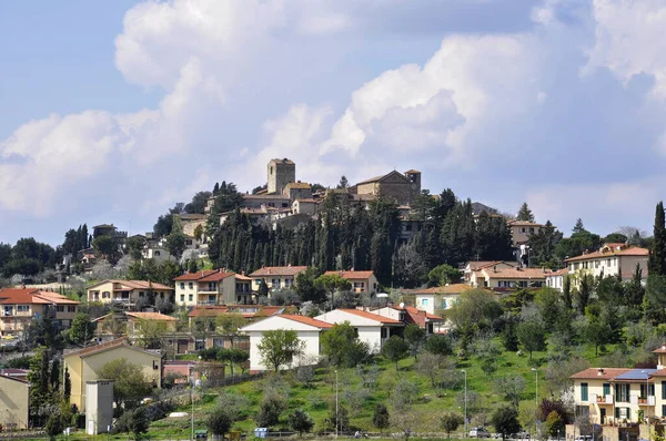 Village Toscan Sommet Une Colline Italie — Photo