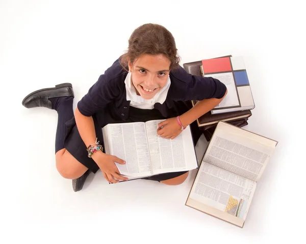 Escuela Con Una Mirada Feliz Montón Libros — Foto de Stock