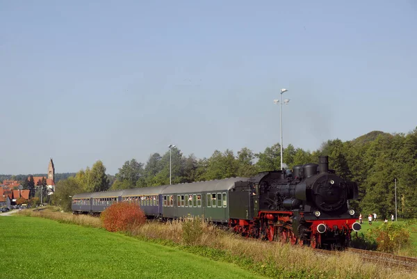 Trem Vapor Histórico Staudenbahn Walkertshofen — Fotografia de Stock