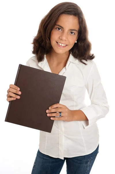 Mujer Joven Sosteniendo Libro — Foto de Stock