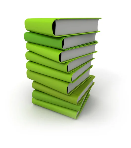 Visszaadás Ból Egy Halom Fehér Alapon Zöld Könyvek — Stock Fotó