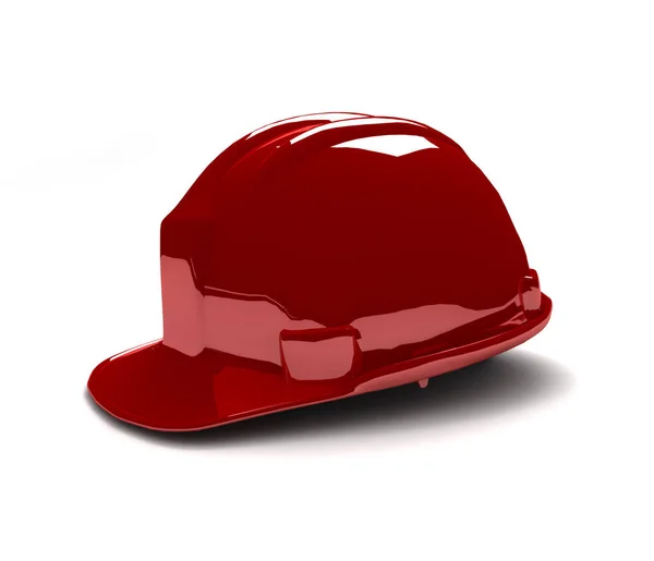 Рендеринг Нового Блестящего Красного Шлема Безопасности — стоковое фото