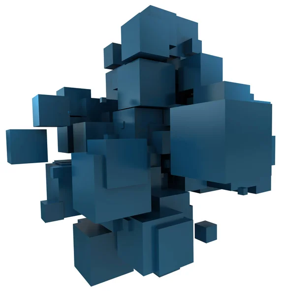 Рендеринг Абстрактный Фон Голубых Кубиков Нефти Поверх Белого — стоковое фото