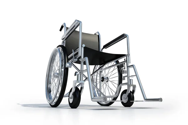 Vykreslování Černé Chrom Invalidního Vozíku Bílém Pozadí — Stock fotografie