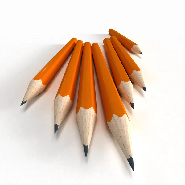 Rendering Orange Pencils Black Tip — Stockfoto