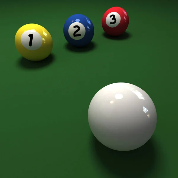 Billardkugeln Mit Den Zahlen Und Einem Cue Ball — Stockfoto