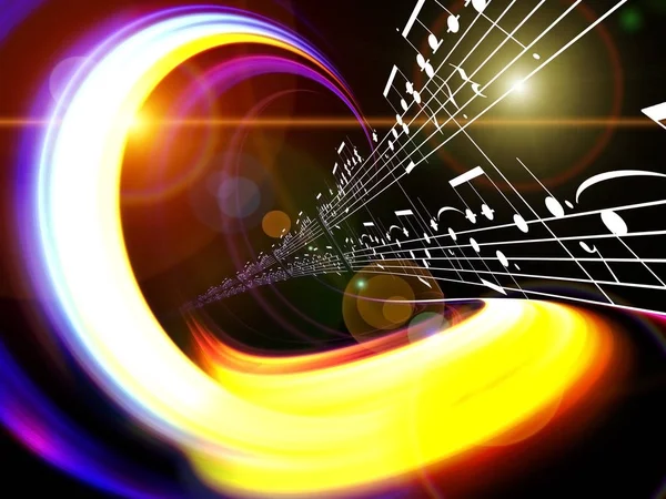 Interacción Dinámica Líneas Movimiento Notas Musicales Espacio Tridimensional Sobre Tema — Foto de Stock
