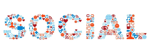Social Word Made Media Icons Set — Stock Photo, Image