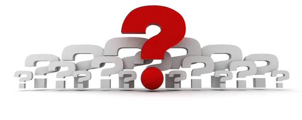 Rendering Group White Question Marks Red One Middle — Stock Photo, Image