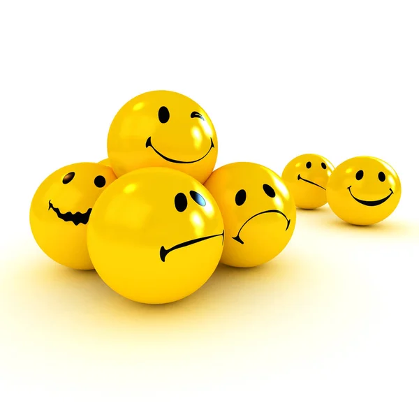Icono Sonriente Llevado Por Los Enfurecidos Animados Por Multitud — Foto de Stock