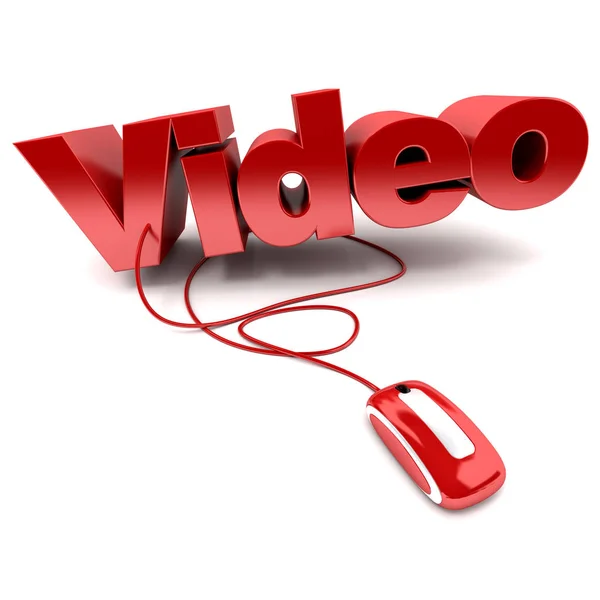 Ilustração Vermelha Branca Palavra Vídeo Conectado Mouse Computador — Fotografia de Stock