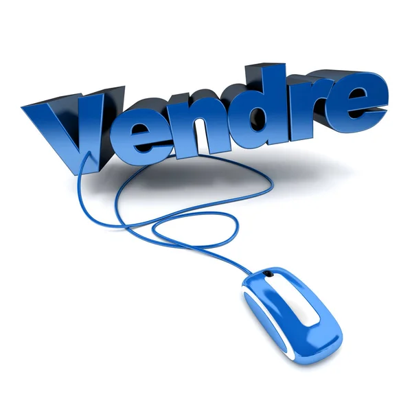 Блакитна Біла Ілюстрація Слова Вендре Продавати Французькою Підключена Комп Ютерної — стокове фото