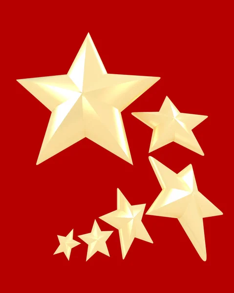 Representación Seis Estrellas Blancas Sobre Fondo Rojo — Foto de Stock