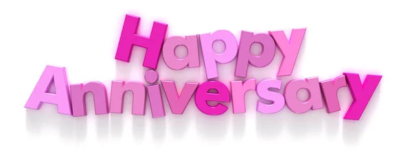 Happy Anniversary Purple Pink Letter Magnets Neutral Background — Stock Photo, Image