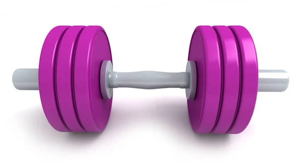 Rendering Paarse Dumbbells Tegen Een Witte Achtergrond — Stockfoto