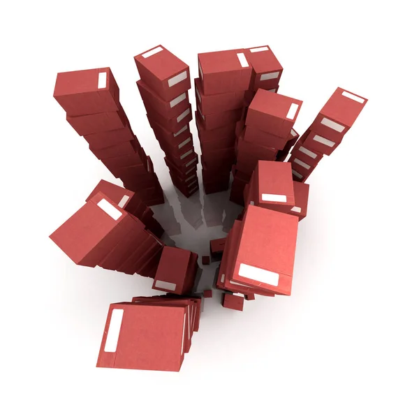 Extremely High Piles Red Cardboard Boxes Equilibrium — Stock Photo, Image