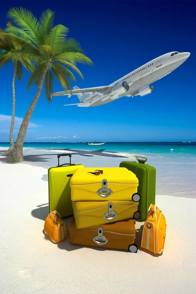Suitcase Luggage Bag Beach Stock Image