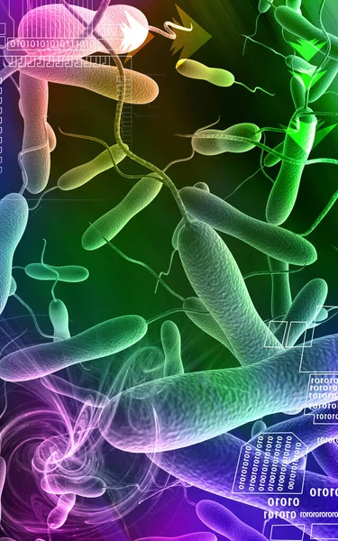 Digitale Illustration Von Cholera Bakterien Farbigen Hintergrund — Stockfoto