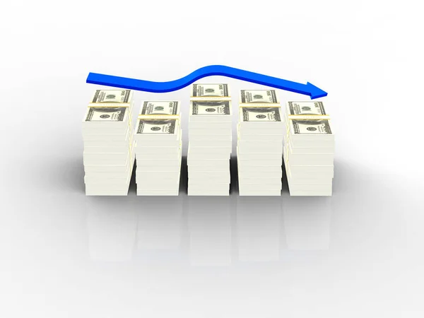 Dollars Graph Blue Arrow White Background — Stock Photo, Image