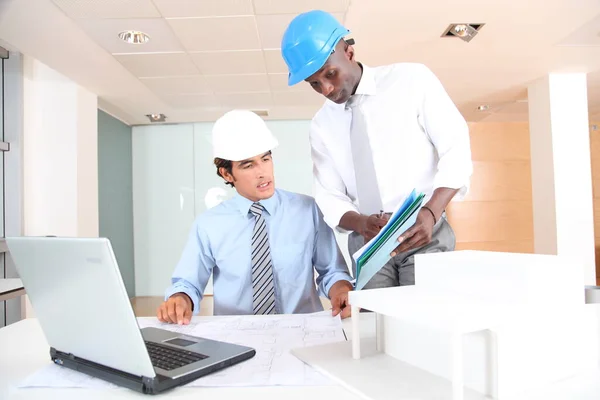 Arquitetos Trabalhando Projeto Construção — Fotografia de Stock