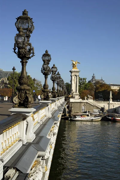 Famosa Ponte Alexandre Iii Paris Sobre Rio Sena — Fotografia de Stock