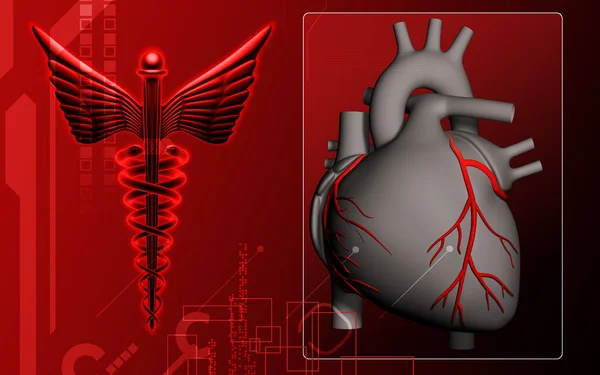 Ψηφιακή Απεικόνιση Καρδιάς Και Ιατρικού Συμβόλου Έγχρωμο Φόντο — Φωτογραφία Αρχείου