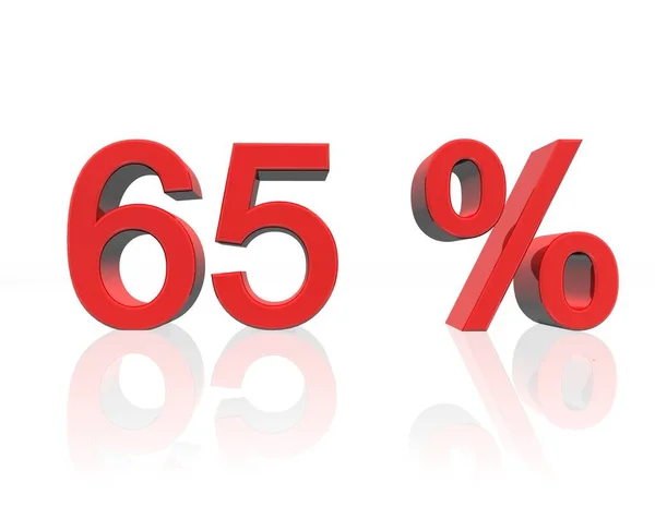 Símbolo Percentual Vermelho Fundo Branco — Fotografia de Stock