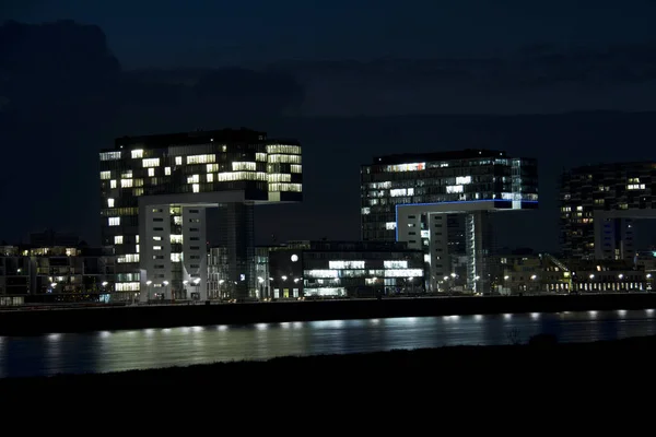 Kranhäuser Köln Der Nacht — Stockfoto