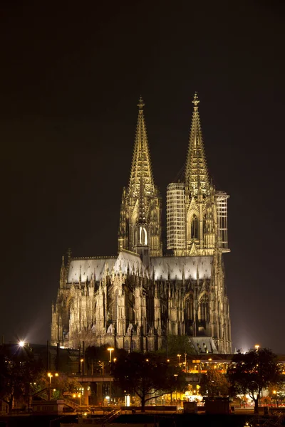 Kölni Katedrális Éjjel — Stock Fotó