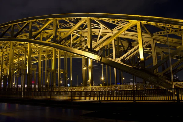 Ponte Hohenzollern Colonia Notte — Foto Stock