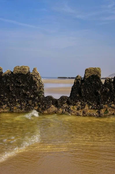 Groynes Perspektivou Nordseewellen — Stock fotografie