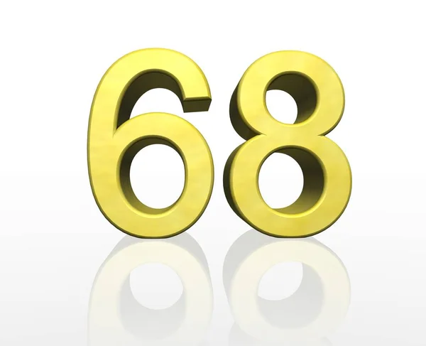 金色数字68的3D渲染 — 图库照片