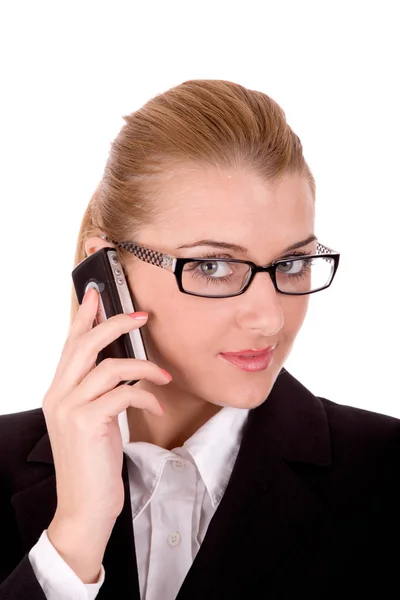 Communication Femme Affaires Par Téléphone Mobile — Photo
