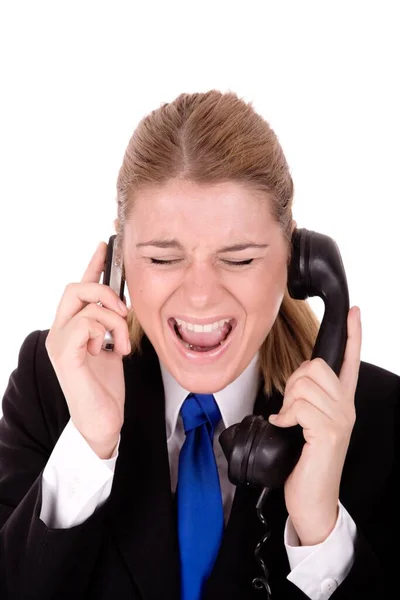 Comunicación Mujer Negocios Por Teléfono Móvil — Foto de Stock