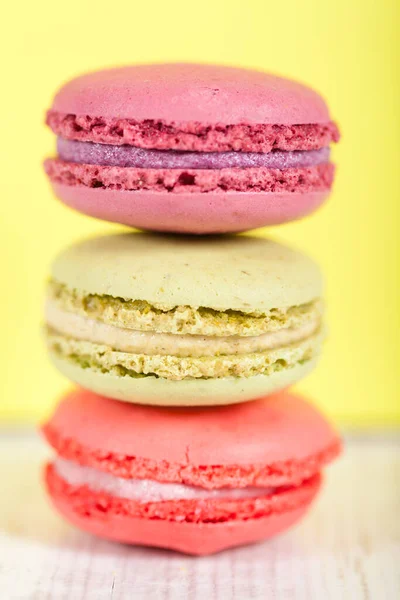 Coloridos Macarrones Deliciosos Pasteles Típicos Franceses — Foto de Stock