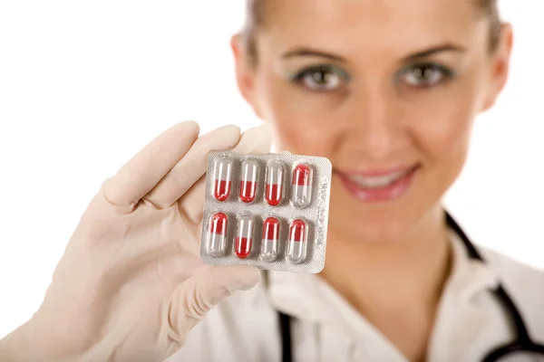 Friendly Young Doctor Showing Tablet — Stock Photo, Image