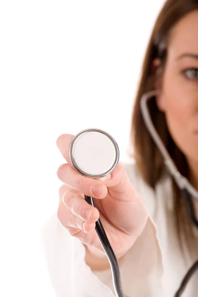 Doctor Con Estetoscopio Sobre Fondo Blanco — Foto de Stock