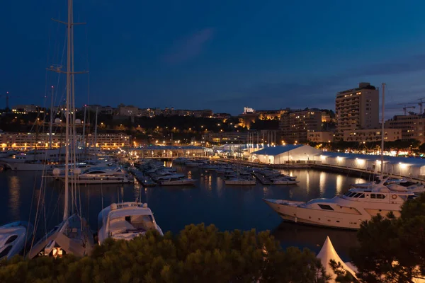 Monaco Harbor Blue Hour — Stock Photo, Image