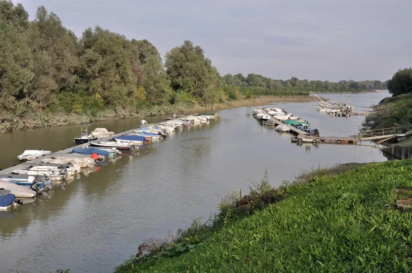 Nehri Nin Emilia Parma Yakın Yatay Dalında Yüzen Rıhtımlar — Stok fotoğraf
