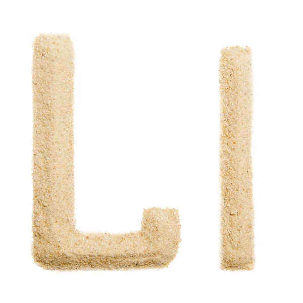 Sand Alfabetet Isolerad Vit — Stockfoto