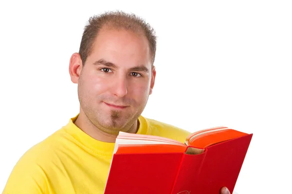 Young Man Book Released White Surface — Stock Photo, Image
