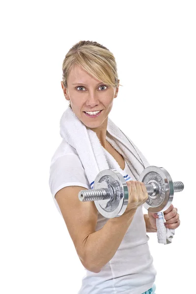 Young Woman Dumbbell Training — Stock Photo, Image