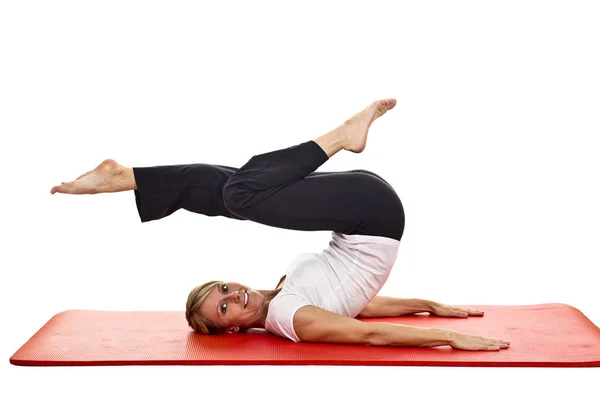 Stretching Oefeningen Een Mat — Stockfoto