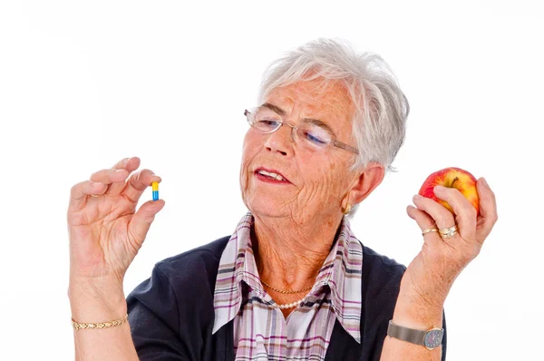 Satisfied Senior Woman Posing Camera — Stock Photo, Image