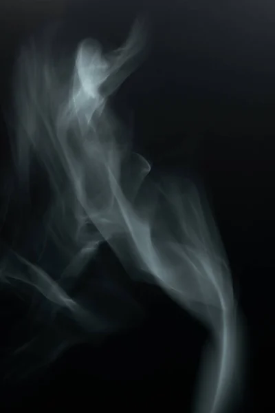 Fumée Blanche Grise Sur Fond Noir — Photo