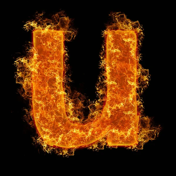 Fire Small Letter Black Background — Stock Photo, Image